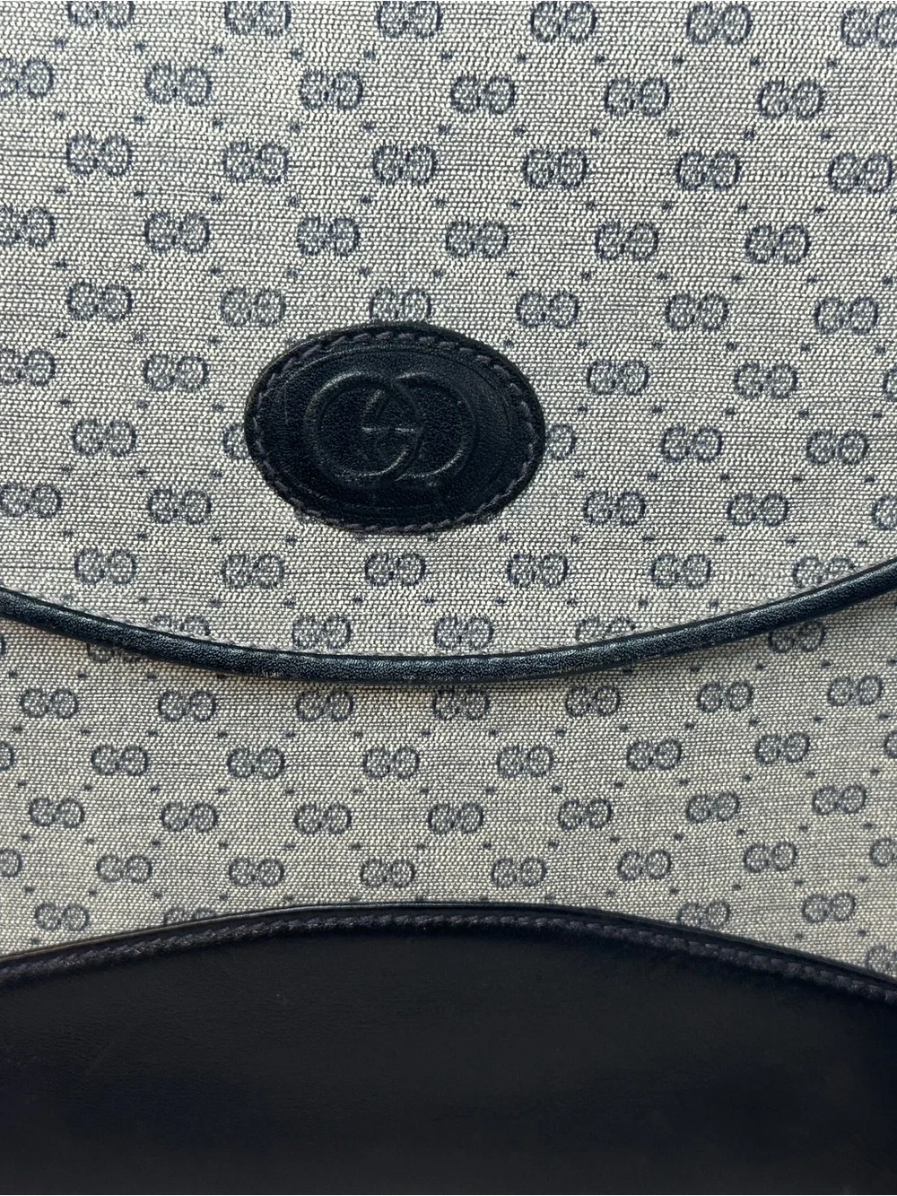 Gucci Gray/Navy/ Black-Midnight Blue Monogram Crossbody w zipper pull